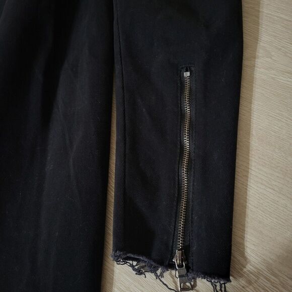 500 Maison Cinqcent S Dress Black Denim Distressed Destroyed Raw Grunge Punk - Picture 4 of 9